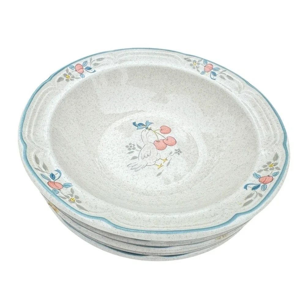 International China Stoneware Goose Cherry Soup Cereal Bowls Japan Set‎ of 4